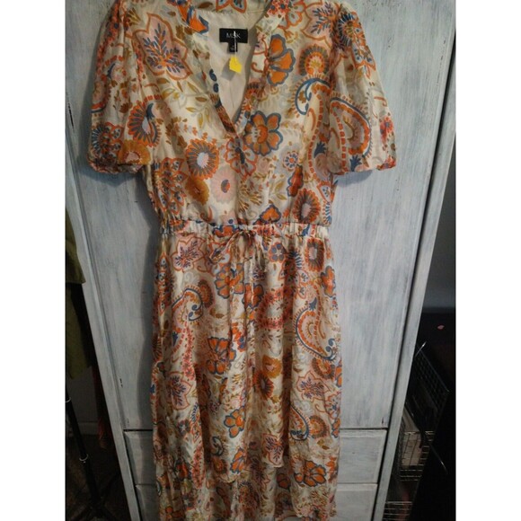 Msk Maxi Puff Sleeve Dress Medium Boho Cottagecore Feminine - Picture 4 of 8